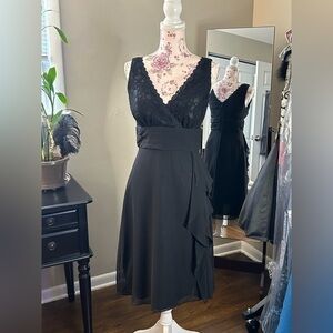 ✨Jessica Howard Sexy Fitted Black Lace & Chiffon Cocktail Party Dress 8 Medium